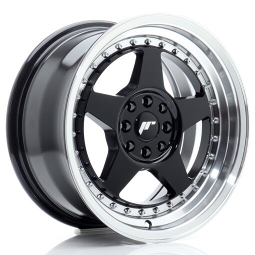 jante Japan Racing JR6 16x8 ET25 4x100/108 Gloss Black w/Machined Lip