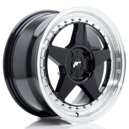 jante Japan Racing JR6 17x8 ET20-35 4H BLANK Gloss Black w/Machined Lip