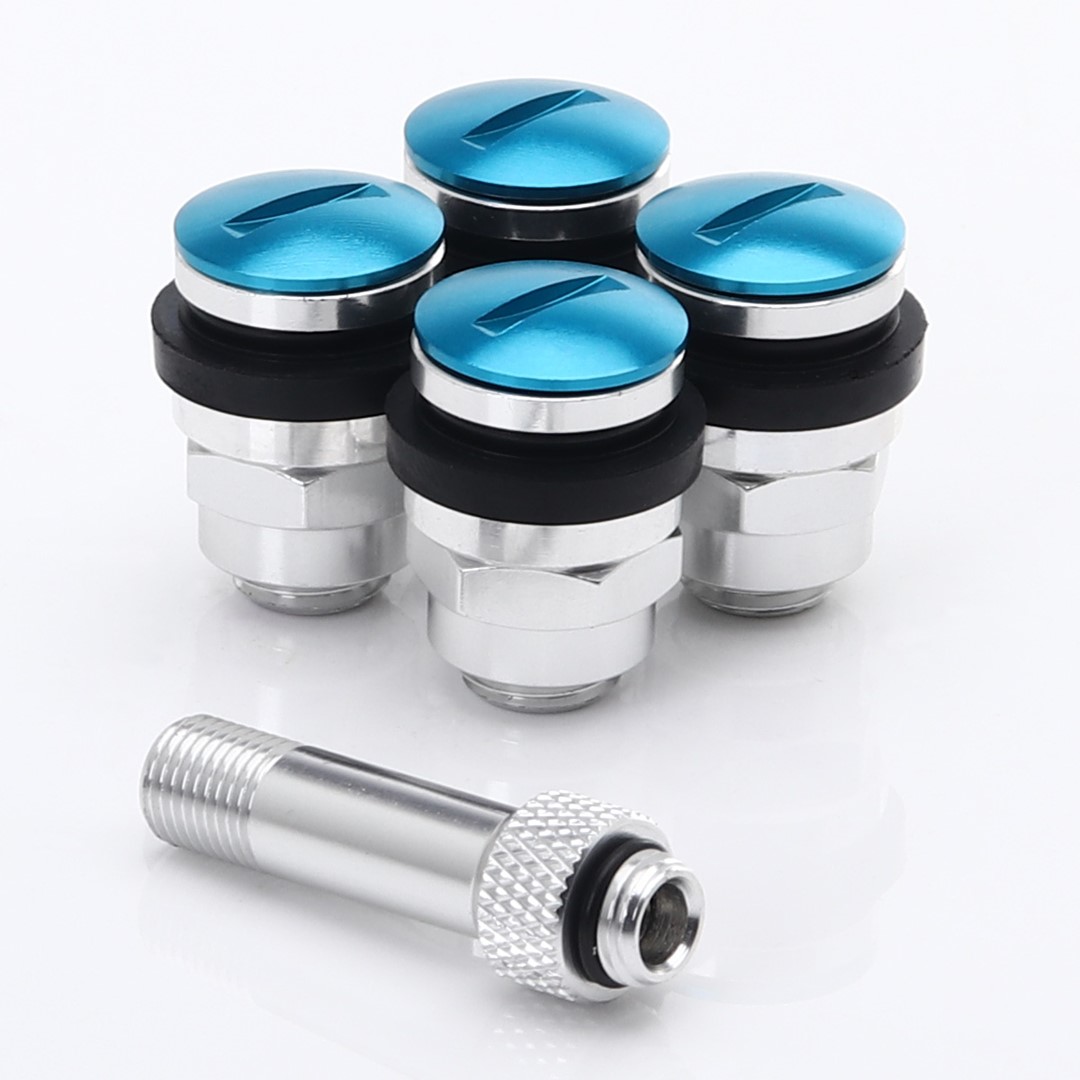 JR Wheels Set of Flat aluminum air valves JR v1 - BLUE JR Wheels Set of Flat aluminum air valves JR v1 - BLUE