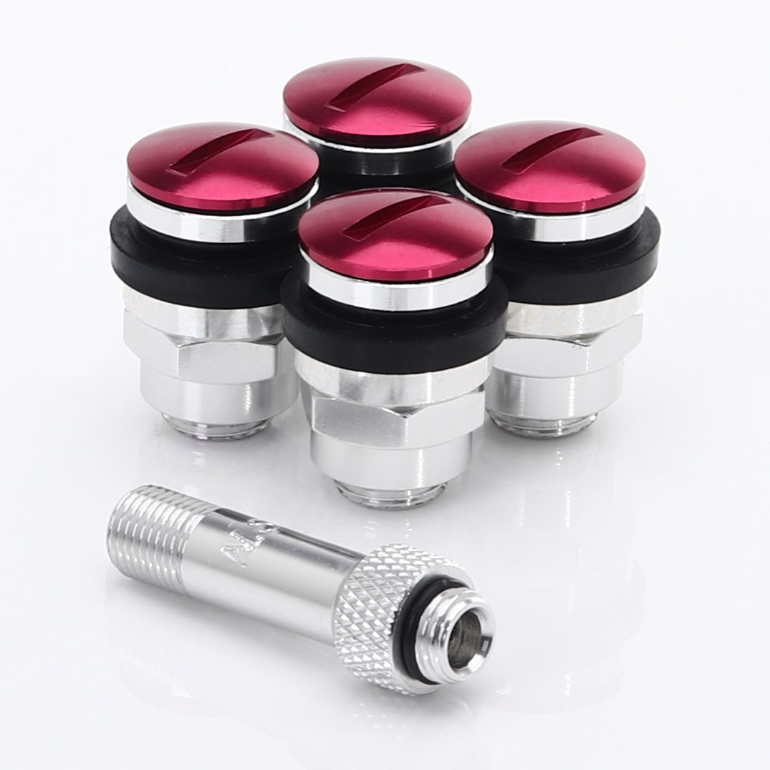 JR Wheels Set of Flat aluminum air valves JR v1 - RED JR Wheels Set of Flat aluminum air valves JR v1 - RED