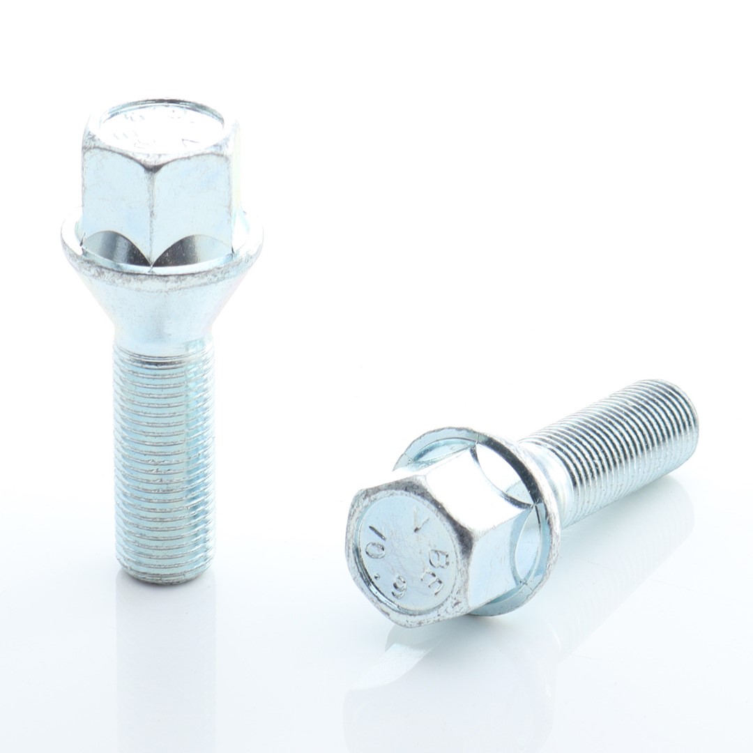 Set of 20 HEX17 tapered bolts M14x1,25 x27mm Silver Set of 20 HEX17 tapered bolts M14x1,25 x27mm Silver