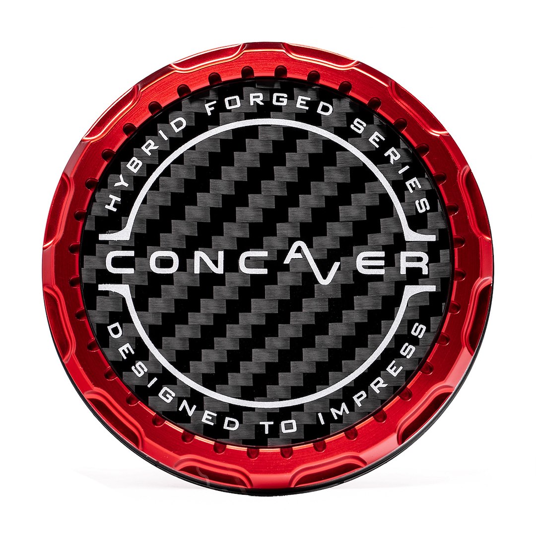 Concaver Concaver Premium Center Cap - Classic Carbon - Red Anodized Concaver Concaver Premium Center Cap - Classic Carbon - Red Anodized